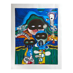 1972 Helmut Kand "One Morning the Masks Got Stuck" Signed Surrealist Print