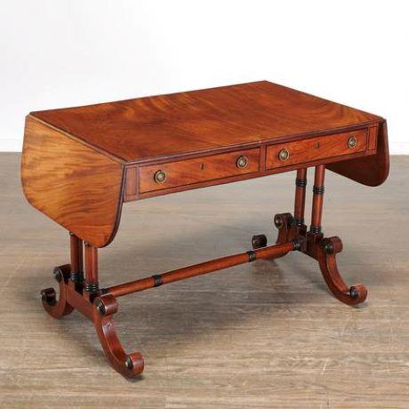 Antique Regency Mahogany Drop Leaf Sofa Table Chairish Antique english mahogany drop leaf table light color lion paw feet.