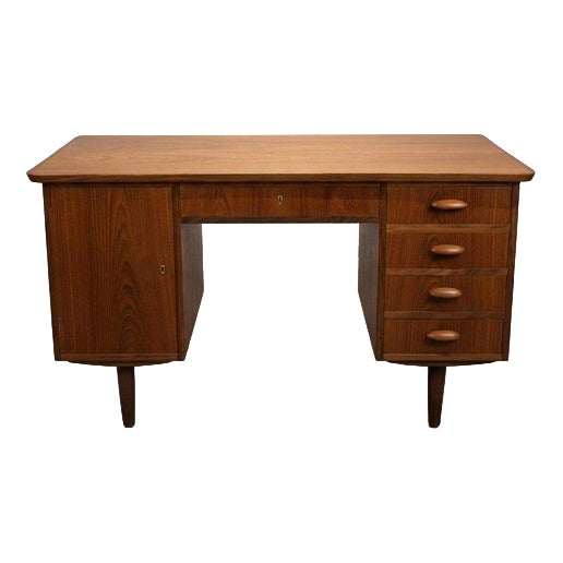 Mid-Century Modern Danish Teak Desk with Top For Sale