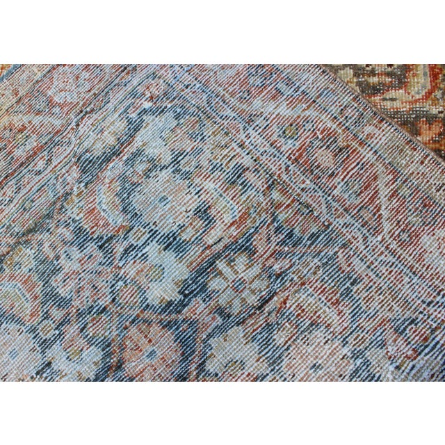 Antique Persian Mahal Runner With Allover Botanical Motif in Soft Sky Blue For Sale - Image 11 of 12