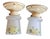 American 1920s Painted Iridescent Ribbed Botanical Motif Flushmount Fixtures on Old Original Painted Flushmount Holders - a Pair For Sale - Image 3 of 6