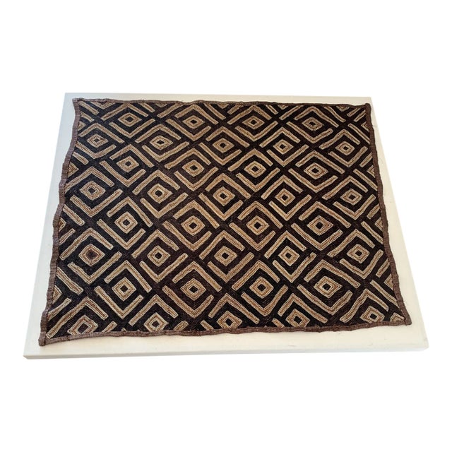 Mid 20th Century Mounted African Kuba Cloth Textile Panel For Sale