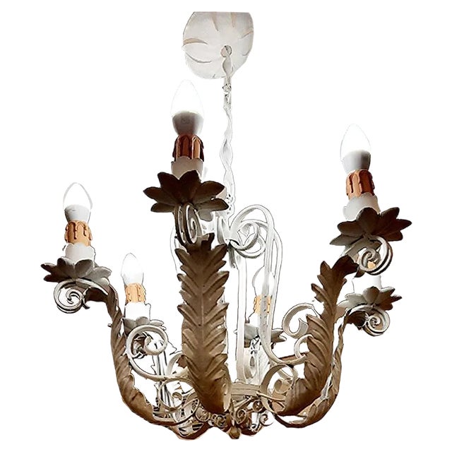 Wrought Iron Chandelier, 1950s For Sale