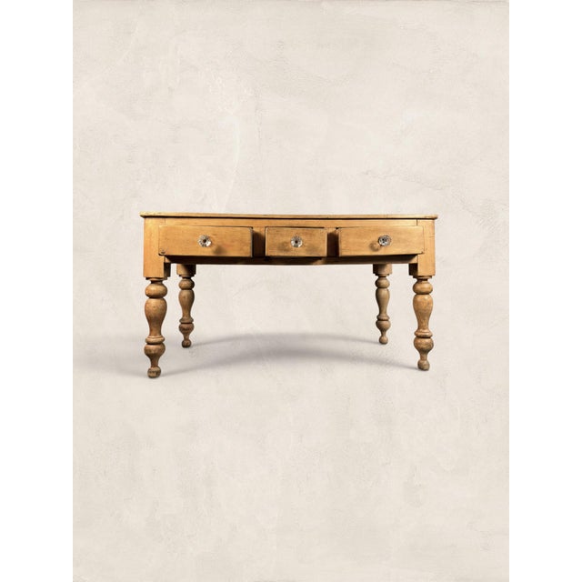 English Antique Three Drawer Pine Harvest Table For Sale - Image 3 of 11
