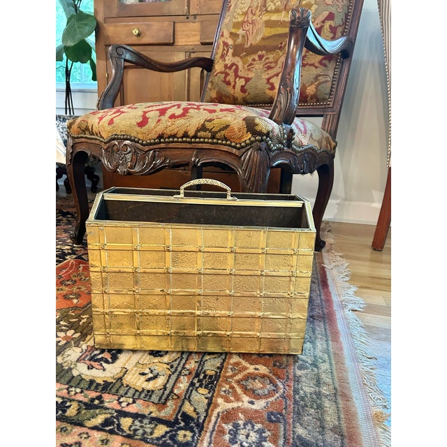 Vintage 1970's English Brass Clad Magazine Holder - Hollywood Regency For Sale - Image 4 of 11