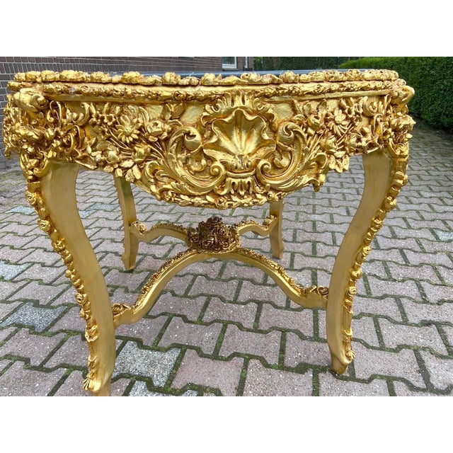 1970s Italian Baroque Gold Velvet Dining Set - 5 PCS For Sale - Image 4 of 18