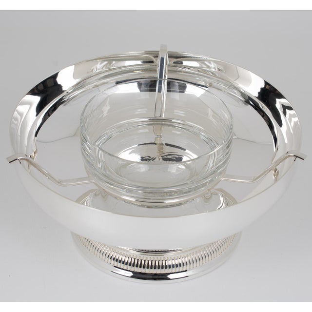 1980s Silver Plate and Crystal Caviar Bowl Dish Server by Gelb, Paris in Box For Sale - Image 5 of 11