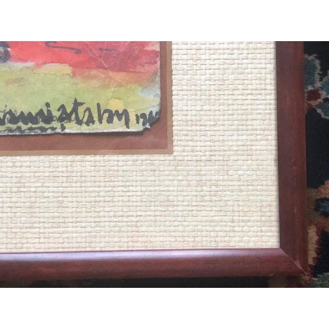 Red Vintage Painting by Ilhami Atalay For Sale - Image 8 of 9