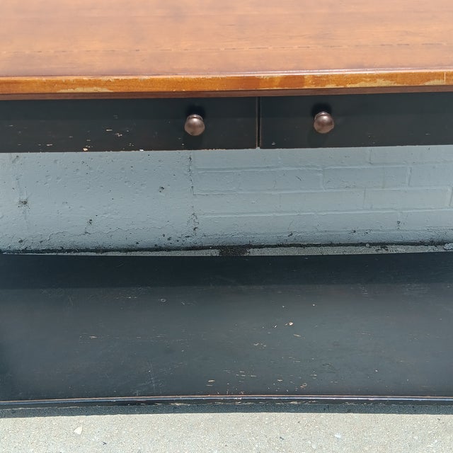 Wood Vintage Thomasville Mid Century Modern Solid Wood Console For Sale - Image 7 of 18