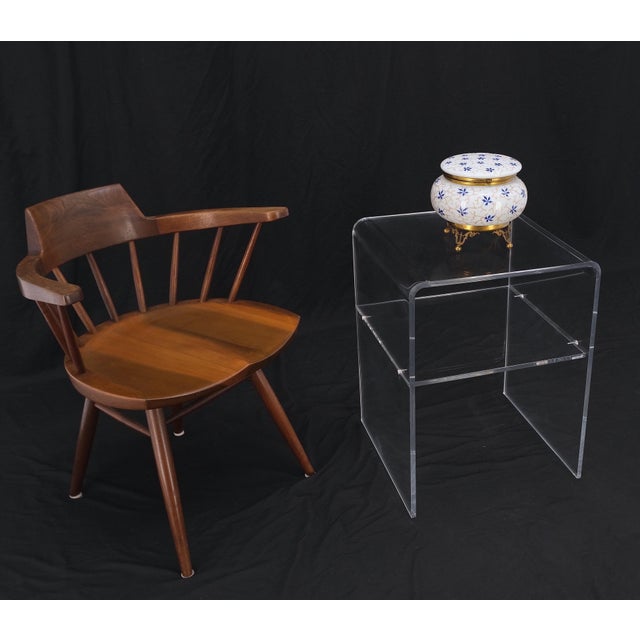 Bent Lucite Two Tierr Square Side Table Stand Mid Century Modern For Sale - Image 12 of 12