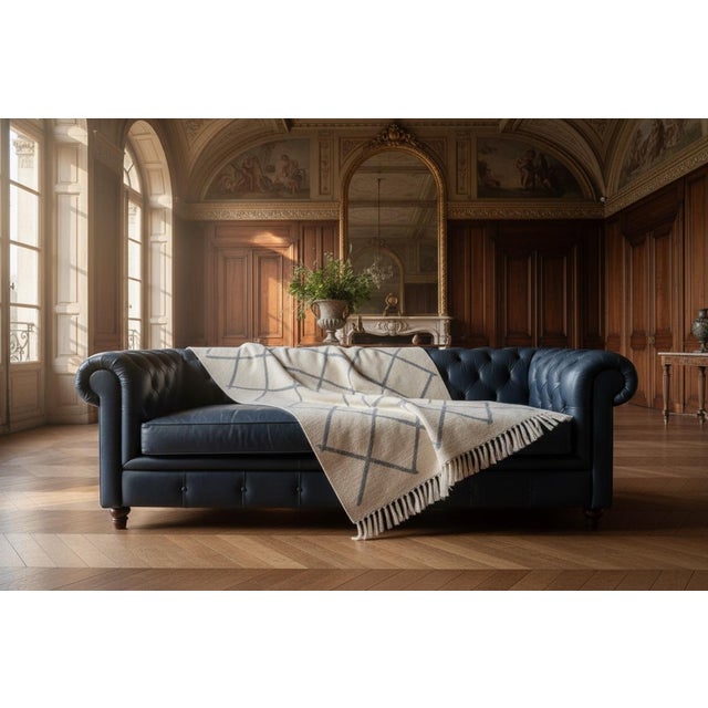 Merino Wool Throw Blanket with Geometric Design by Villa Como For Sale - Image 4 of 5