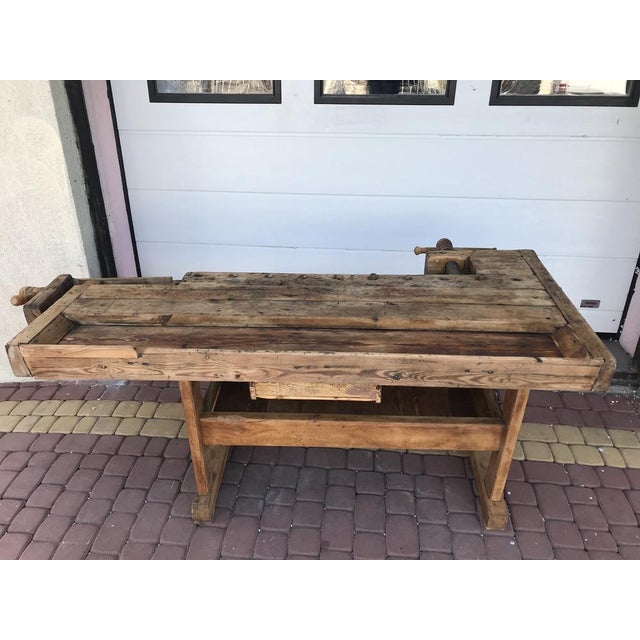 Carpenters Workbench with Drawer and Shelf, 1900s For Sale - Image 17 of 18