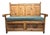Vintage Mexican High-Back Bench in Pine with Storage For Sale
