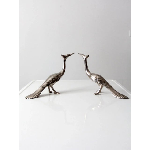 Silver Mid-Century Peacock Figurines Pair For Sale - Image 8 of 11