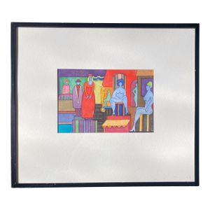 Molly Schiff 3 Penny Opera Watercolor Painting 1970s