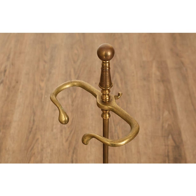 Metal Traditional Brass Fireplace Four-Piece Tool Set For Sale - Image 7 of 18