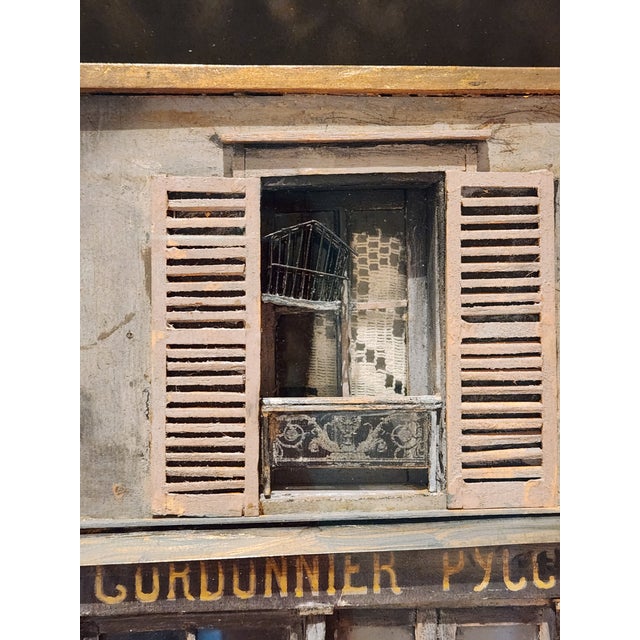 Folk Art Contemporary "Old Paris". Outsider Art Shadow Boxes by Kevin Delaney, c. 2005 For Sale - Image 3 of 11