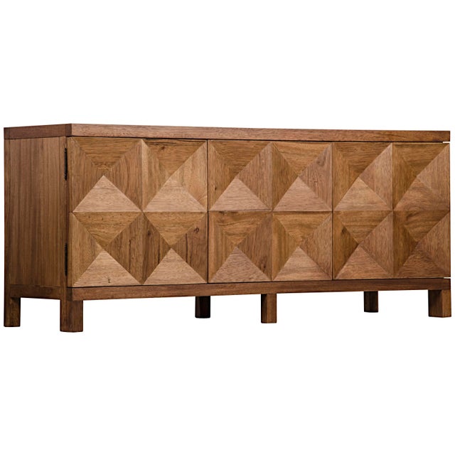 This classic yet contemporary design features three geometrically carved doors that open via hidden push latch to reveal...