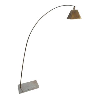 Modernist Long Bowed Arm Metal Floor Lamp For Sale