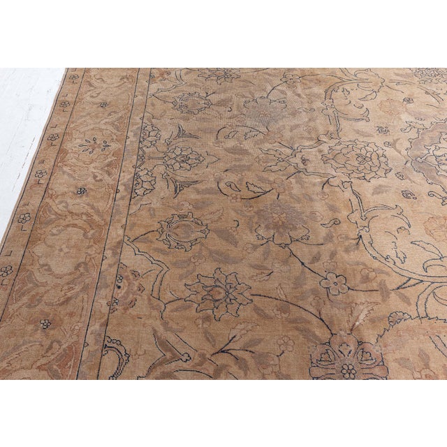 Antique Persian Tabriz Handmade Wool Rug For Sale - Image 9 of 9