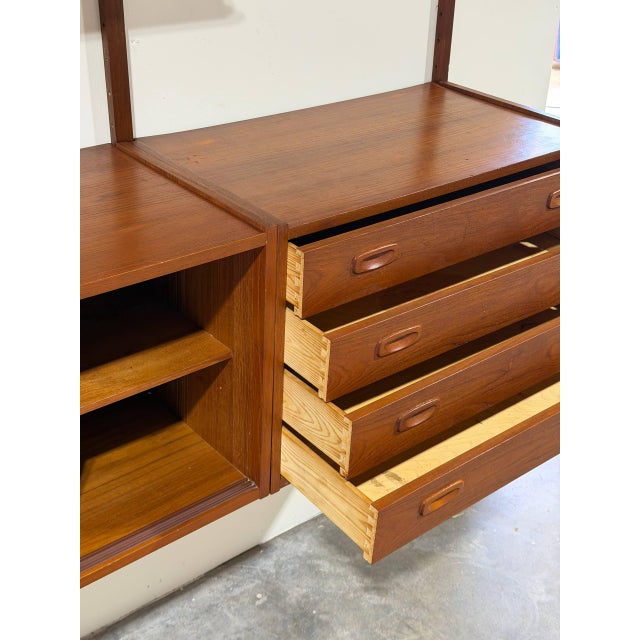 Wood Teak Wall Unit Wooden Large Shelving System Denmark Mid-Century Modern 1960s For Sale - Image 7 of 16