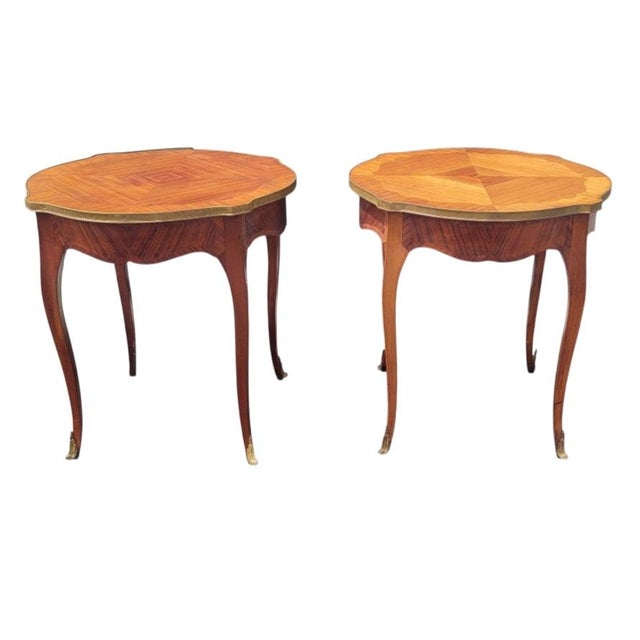 Wood Pair 1930s French Bronze & Satinwood End Tables For Sale - Image 7 of 10