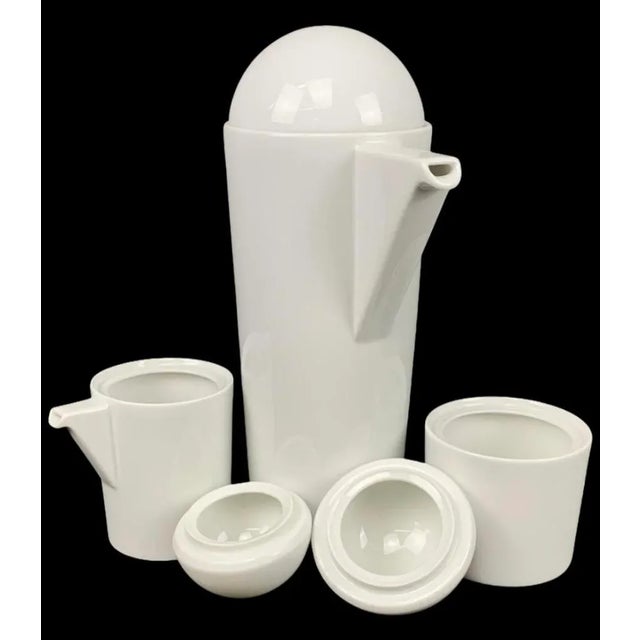 Rosenthal 1980s Cupola White by Rosenthal Coffee Pot, Stand, Cream and Sugar Set For Sale - Image 4 of 6