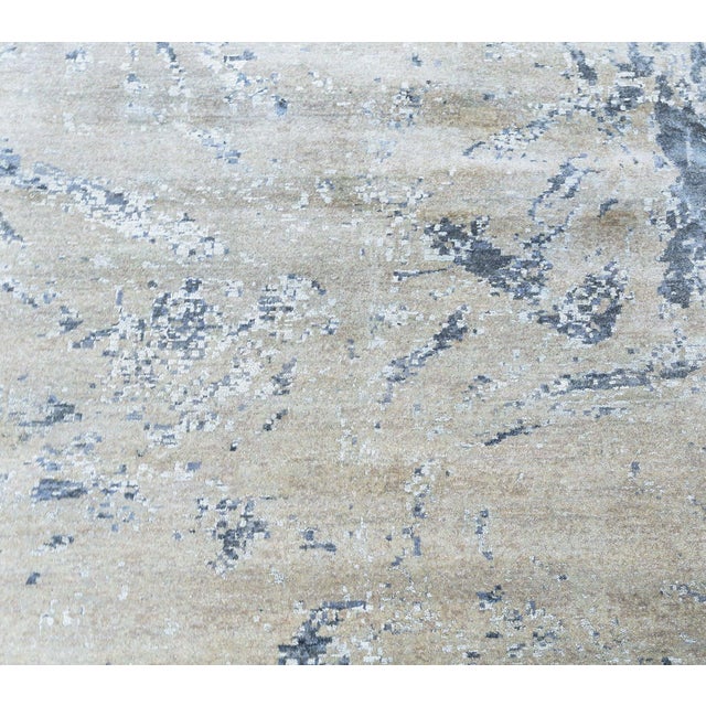 Beige Abstract Modern “Blue Splash” Wool Rug by Doris Leslie Blau For Sale - Image 8 of 9
