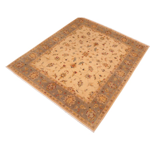 Shabby Chic Shabby Chic Ziegler Beige Gray Hand-Knotted Wool Rug - 8'1'' X 10'2'' For Sale - Image 3 of 8