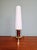 Metal Scandinavian Tripod Table Lamp in Brass, Teak and White Satin Opaline Glass, 1960 For Sale - Image 7 of 15