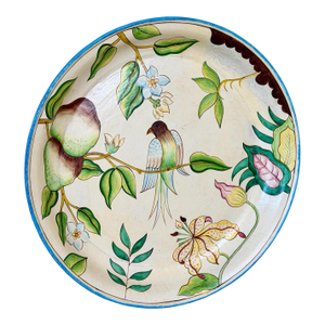 Vintage Hand-Painted Tropical Bird Papier-Mâché Tray