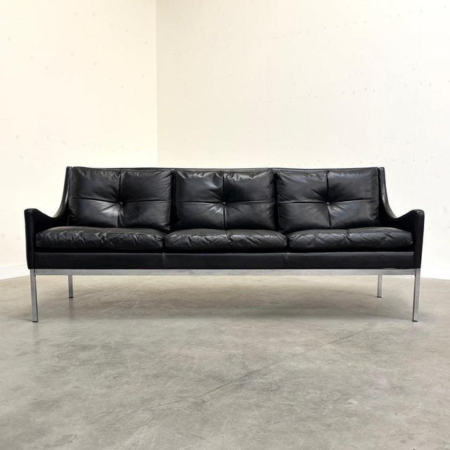 Remarks: Mid century Bauhaus style sofa, 1960s. Presumably by Roland Rainer for WK Möbel Vienna. Chrome frame with black...