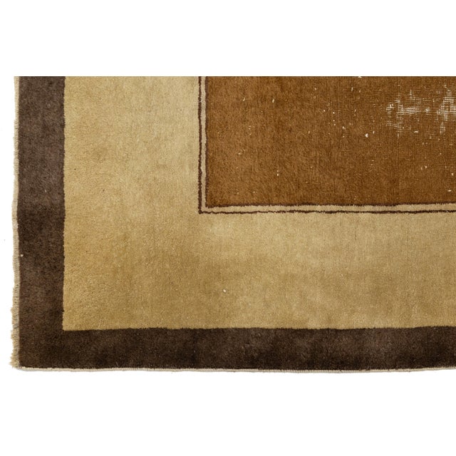 Textile Antique Art Deco Chinese Nichols Style Runner – Hand-Knotted Wool, Earth Tones & Crane Motif For Sale - Image 7 of 9