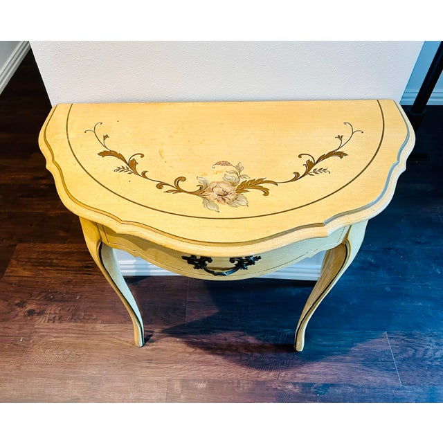 Imperial Furniture, Grand Rapids Mid 20th Century Mid-Century Imperial Demi-Lune Console Table For Sale - Image 4 of 9