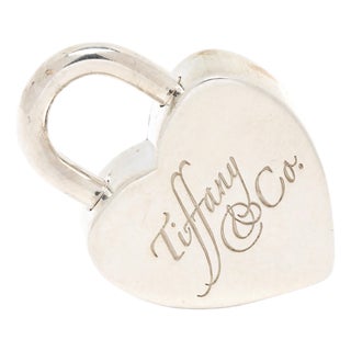 Tiffany & Co Heart Padlock Charm, Sterling Silver, Length 7/8 In For Sale