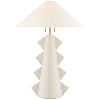 Kelly Wearstler for Visual Comfort Signature Senso Large Table Lamp in Ivory with Linen Shade For Sale
