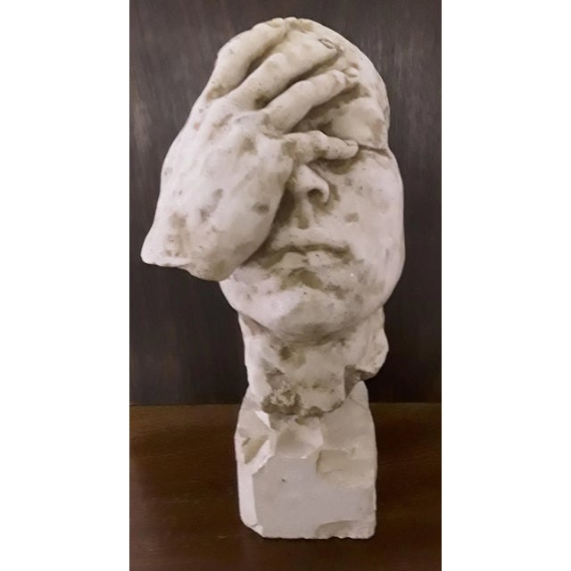 Vintage Marble Sculpture on Limestone Base, 1970s For Sale - Image 3 of 10
