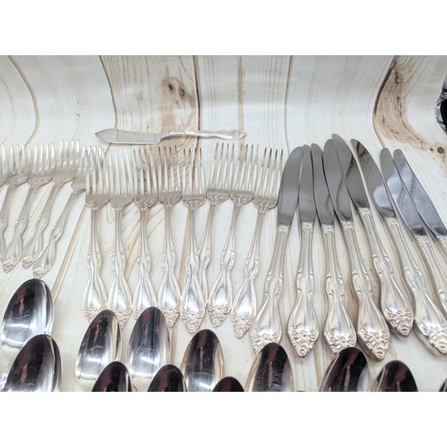 Silver Wm A. Rogers Oneida LTD Silverplate Flatware Set – Old South Pattern, - 48 Pieces For Sale - Image 8 of 18