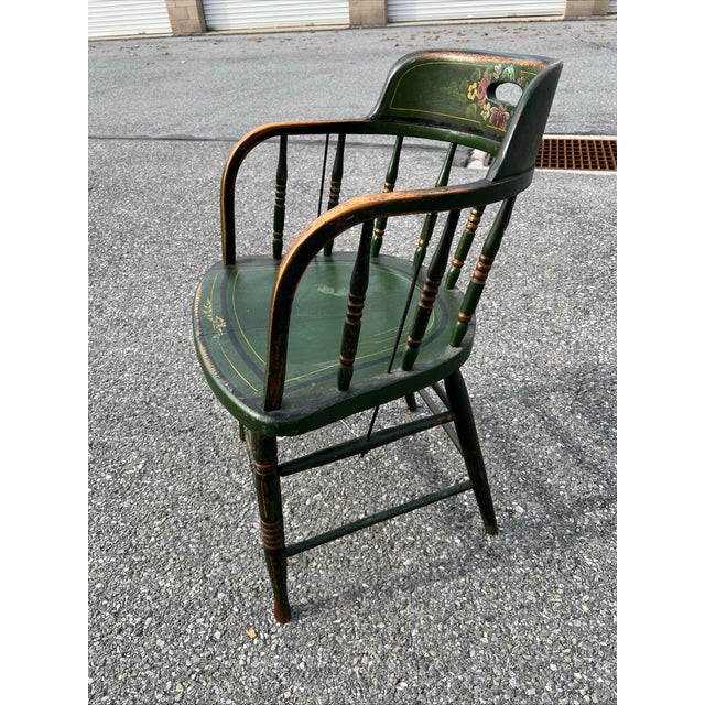 Antique Pennsylvania Paint Decorated Barrel Back Windsor Armchair, Circa 1890’s For Sale - Image 4 of 12