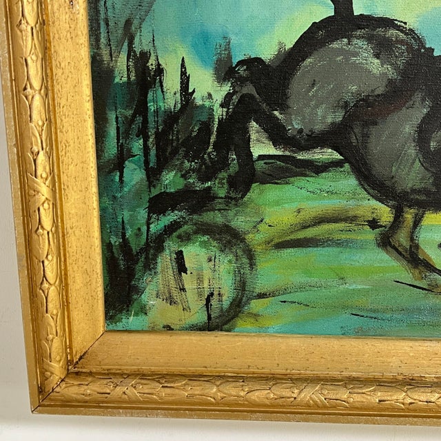 Mid-Century Modern Early 1960s Oil of Hunt Riders by Eunice “Lulu” Jensen Parsons For Sale - Image 3 of 4