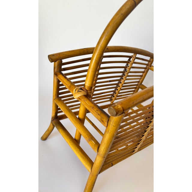 Vintage Bent Bamboo & Rattan Magazine Rack With Hand-Braided Wicker, Mid-Century For Sale - Image 11 of 13