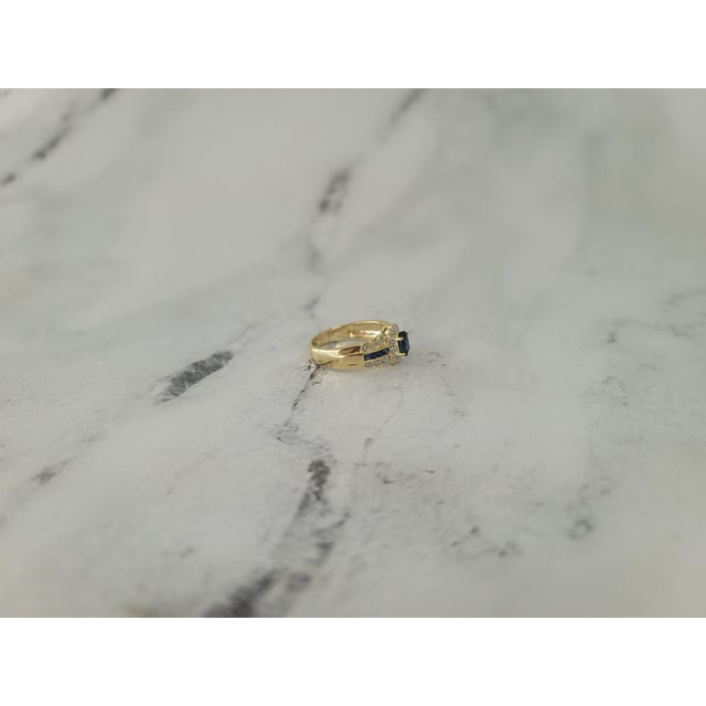 2020s Oval Sapphire with Diamond Halo & Sapphire Diamond Accents, Size 8 For Sale - Image 5 of 5