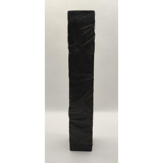 1970s Large Mid-Century Brutalist Column Vase in Black Bisque Porcelain by Martin Freyer for Rosenthal, 1970s For Sale - Image 5 of 11