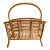 Vintage Rattan & Bamboo Magazine Rack With Curved Handle For Sale