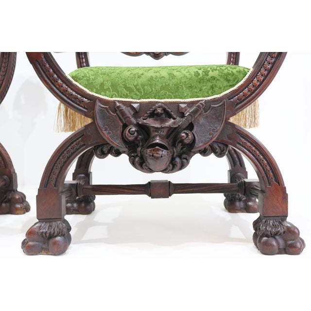 Antique Gothic Revival Armchairs by Victor Aimone, 1880, Set of 2 For Sale - Image 11 of 18