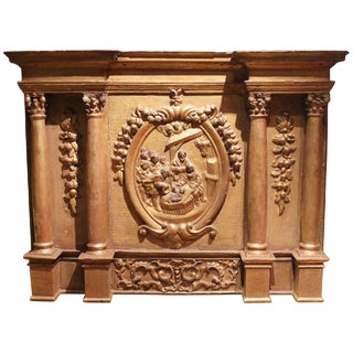 17th Century Italian Giltwood Altarpiece Sculpture Hand Carved in High Relief For Sale