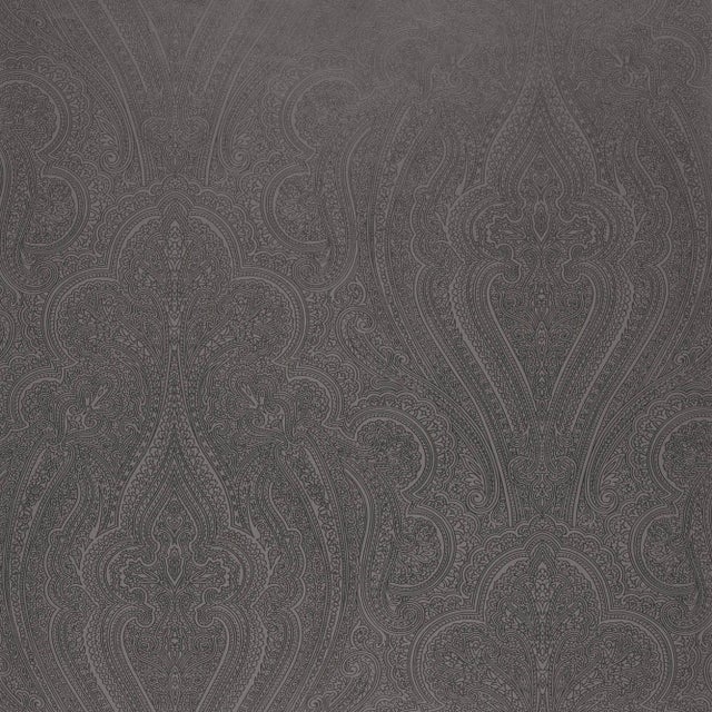 Sample - Schumacher Breckenridge Paisley Wallpaper in Charcoal For Sale
