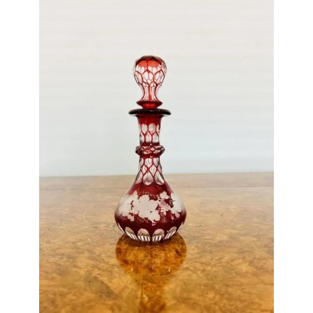 Antique Victorian Glass Perfume Bottle and Stopper, 1860 For Sale - Image 4 of 4