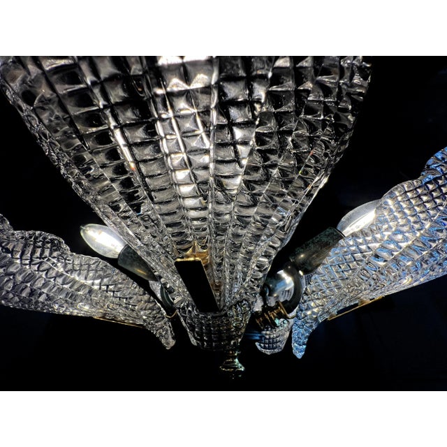 Metal Italian Murano Chandelier Five Leaves with Golden Details, 1990s For Sale - Image 7 of 14