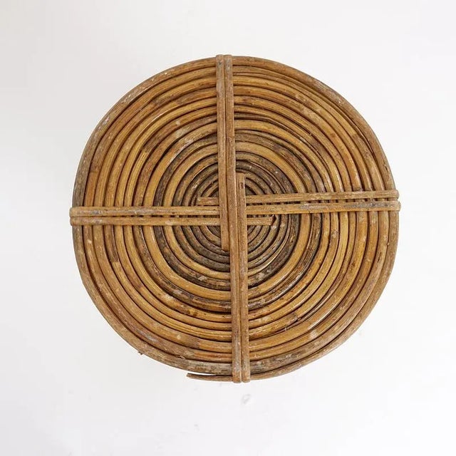 Brown Rattan and Brass Umbrella Stand, 1970s For Sale - Image 8 of 10